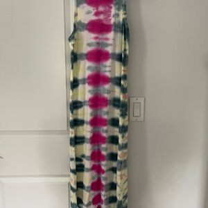 Tie-Dye Maxi Dress - Pink, Green, Cream